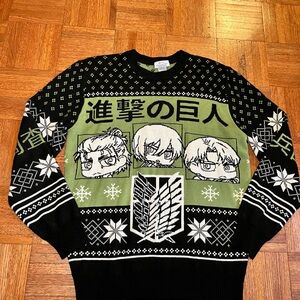 Attack on Titan Black and Green Sweater
